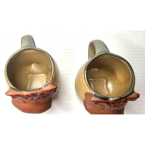 VTG UCTCI Japan Stoneware Pottery Mugs With 3D Cow Set Of 2 Anthropomorphic - Picture 6 of 11